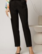  Pantaloni DY Fashion negri cu pliu din talie si buzunare