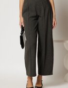  Pantaloni gri din tricot cu croi balloon si elastic in talie