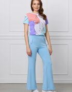  Pantaloni sport bleu evazati
