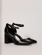  Pantofi eleganti negrii din piele ecologica cu bareta