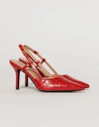  Pantofi eleganti rosii cu imprimeu sarpe