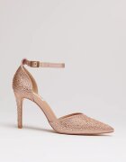  Pantofi eleganti roz pal cu aplicatii stralucitoare