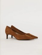  Pantofi maro eleganti din piele intoarsa ecologica cu toc jos