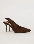  Pantofi maro eleganti din piele intoarsa ecologica si toc stiletto