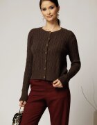  Pulover maro din tricot cu inchidere cu nasturi