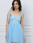  Rochie Doris bleu scurta cu stelute argintii