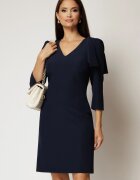 Rochie DY Fashion bleumarin cu decolteu V si funda pe umar