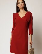  Rochie DY Fashion bordo cu decolteu V si funda pe umar