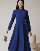  Rochie DY Fashion eleganta din lurex albastra cu cordon in talie