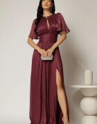  Rochie DY Fashion lunga mov pruna de seara din voal peliculizat
