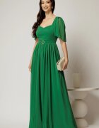  Rochie DY Fashion lunga verde de seara din voal cu decolteu inima