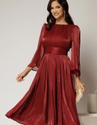  Rochie DY Fashion midi bordo din voal peliculizat cu maneci ample