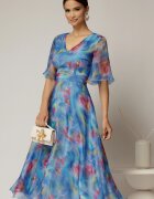  Rochie DY Fashion midi din organza cu imprimeuri bleu lila