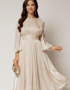  Rochie DY Fashion midi ivoar din voal peliculizat cu maneci ample