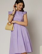  Rochie DY Fashion midi lila din poplin in clos cu volane la umeri