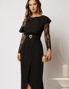  Rochie DY Fashion midi neagra din triplu voal cu croi petrecut