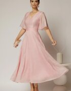  Rochie DY Fashion midi roz din tencel cu insertii sidefate