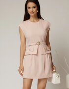  Rochie DY Fashion roz scurta cu peplum si curea in talie