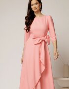  Rochie DY Fashion roz somon cu funda ampla in talie