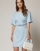  Rochie DY Fashion scurta bleu cu buzunare pe fusta si maneci scurte