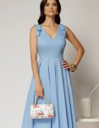  Rochie DY Fashion scurta bleu din poplin cu funde pe umeri