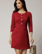  Rochie DY Fashion scurta bordo cu nasturi pe bust si fusta tip A