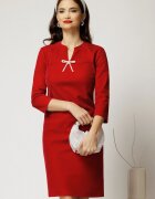  Rochie DY Fashion scurta bordo din catifea fixa cu funda perla