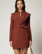  Rochie DY Fashion scurta caramizie cu decupaje la umeri