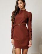  Rochie DY Fashion scurta caramizie cu nasturi pe maneci