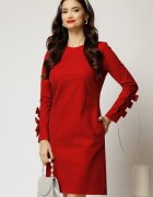  Rochie DY Fashion scurta din catifea fixa bordo cu funde pe maneci