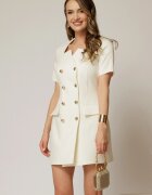  Rochie DY Fashion scurta ivoar tip sacou cu maneci scurte