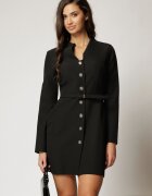  Rochie DY Fashion scurta neagra cu decolteu si nasturi