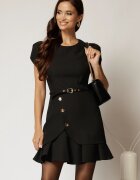  Rochie DY Fashion scurta neagra cu nasturi si volanas la fusta