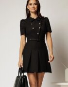  Rochie DY Fashion scurta neagra cu rever si pliuri pe fusta