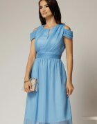  Rochie eleganta bleu din voal cu croi fluid
