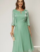  Rochie eleganta verde din voal peliculizat cu decolteu cu decupaj