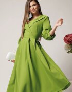  Rochie LaDonna office din stofa verde lime cu bust petrecut si rever