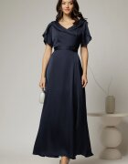  Rochie lunga bleumarin de ocazie din voal