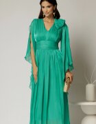  Rochie lunga verde crud de seara din voal peliculizat