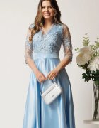  Rochie midi bleu din tafta in clos cu dantela la bust - Ella Collection Inna