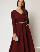  Rochie midi clos bordo cu cordon detasabil cu aplicatii