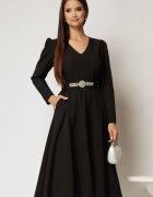  Rochie midi clos neagra cu cordon detasabil cu aplicatii