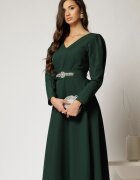  Rochie midi clos verde cu cordon detasabil cu aplicatii