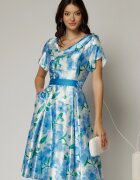  Rochie midi din satin cu imprimeuri bleu