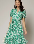  Rochie midi din viscoza alba cu imprimeu verde