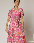  Rochie midi din viscoza cu imprimeu floral fucsia