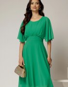  Rochie midi din voal verde cu maneci scurte lejere