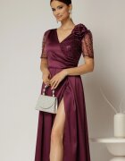 Rochie midi mov de ocazie din tafta si paiete