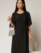  Rochie midi neagra si detaliu tip cordon in talie