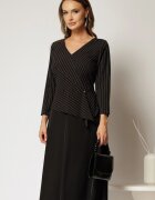  Rochie midi office neagra cu peplum si decolteu in V